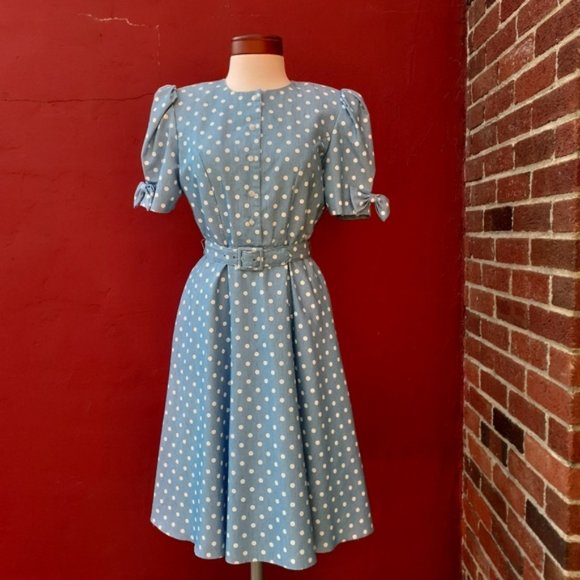 Vintage Cinderella Polka Dot Dress Pinup Blogger - Picture 3 of 8